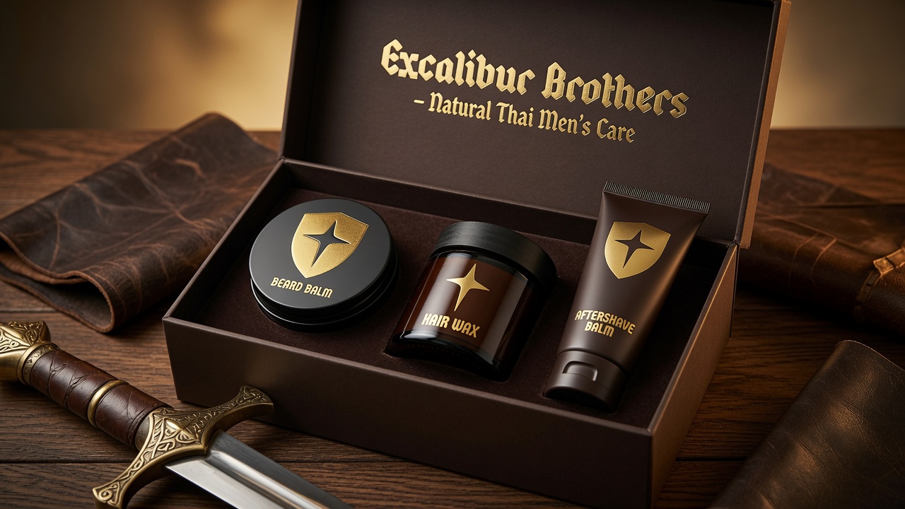 Gift set with beard, hair, and skincare products