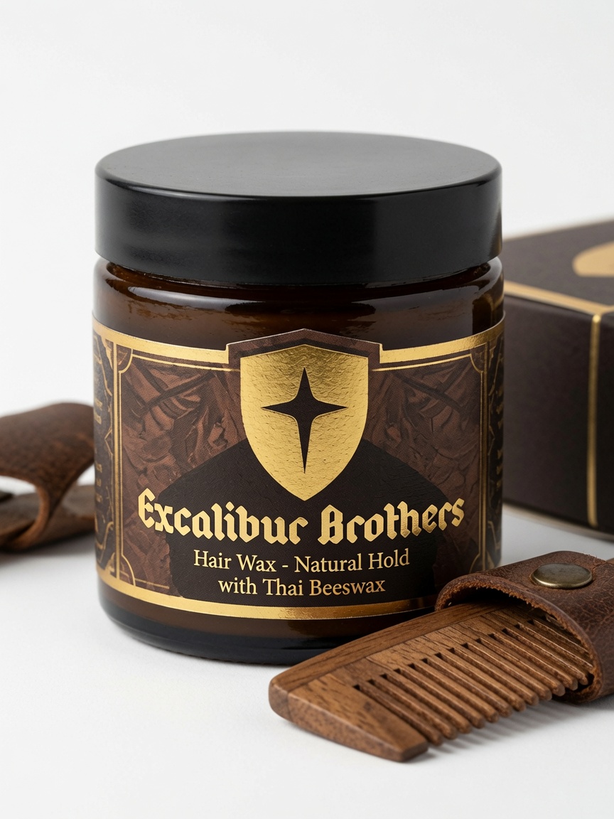 Men's hair pomade in amber glass jar